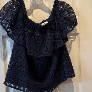 Lively Navy Lace Blouse